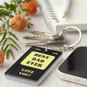 1枚の写真最高のパパは常にあなた黒い黄色を愛 キーホルダー (正面右)