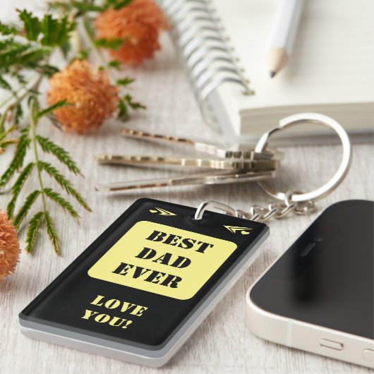 1枚の写真最高のパパは常にあなた黒い黄色を愛 キーホルダー (正面右)