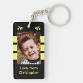 1枚の写真最高のパパは常にあなた黒い黄色を愛 キーホルダー (裏面)