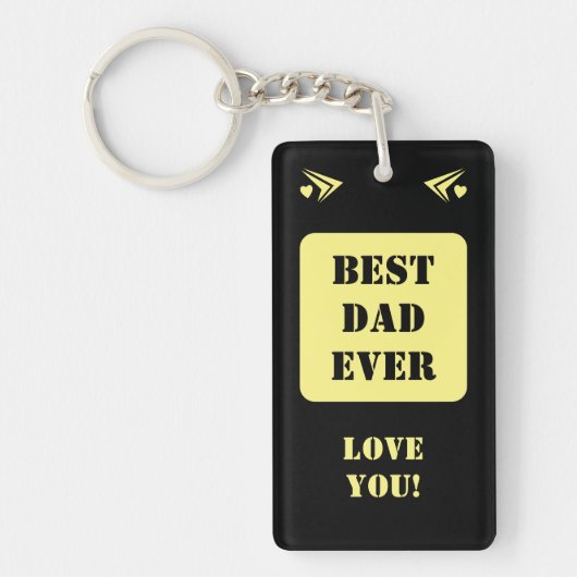 1枚の写真最高のパパは常にあなた黒い黄色を愛 キーホルダー (正面)