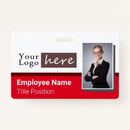 1枚の写真横スタイルロゴ赤の従業員名 バッジ