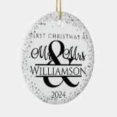 1枚の写真結婚した初めてのクリスマスミセス・グリッター セラミックオーナメント (右)