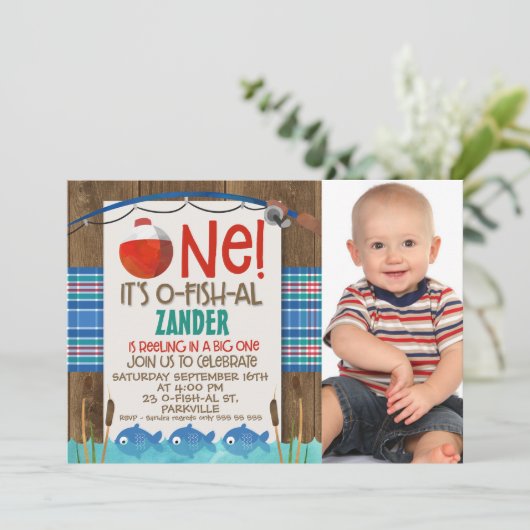 1枚の写真誕生日パーティーの招待状を釣り上げます 招待状 (スタンド正面)