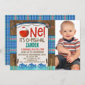 1枚の写真誕生日パーティーの招待状を釣り上げます 招待状 (正面/裏面)