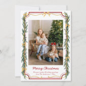 1枚の写真 かわいい植物のクリスマス リーフ ゴールドボウズ シーズンカード (正面)