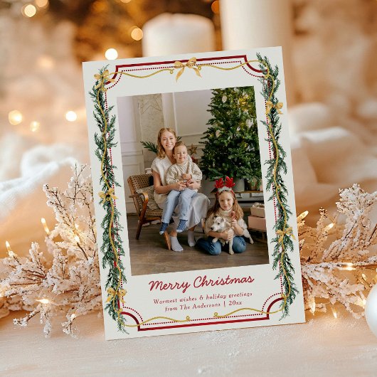 1枚の写真 かわいい植物のクリスマス リーフ ゴールドボウズ シーズンカード