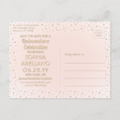 1枚の写真 キンセアニエラ 保存日付 ピンクとゴールド インビテーションポストカード (裏面)