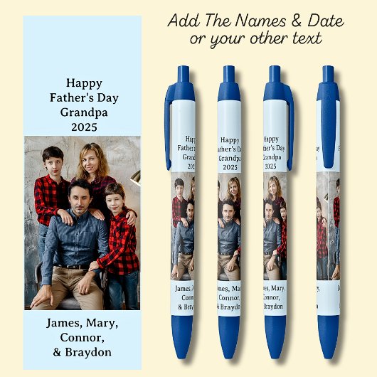 1枚の写真、名前の日付、ソフトブルーのテキスト、ブルー 黒ボールペン