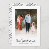 1枚の写真 – 黒エレガント筆書道フラット シーズンカード (正面/裏面)