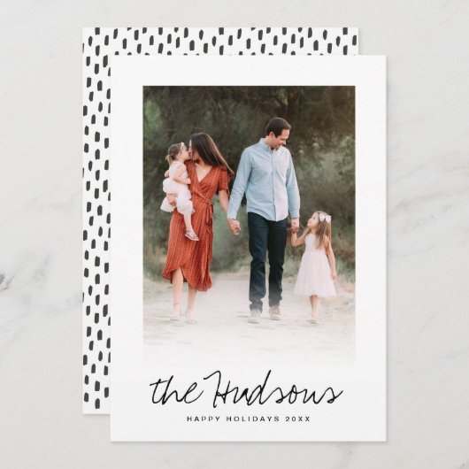 1枚の写真 – 黒エレガント筆書道フラット シーズンカード (正面/裏面)