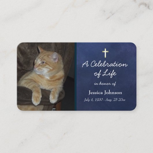 1枚の写祈真オプション付きメモリアルカード 名刺 (正面)