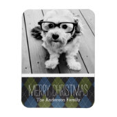 1枚の名門私立校風の写真でクリスマスの格子模様 マグネット (縦)