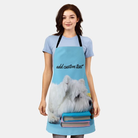 1枚の巨大なフルカバレッジ写真とオプションの文字 エプロン (着用した状態)