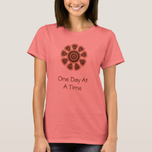 1枚の日の一度に茶色のレトロの花のTシャツ Tシャツ