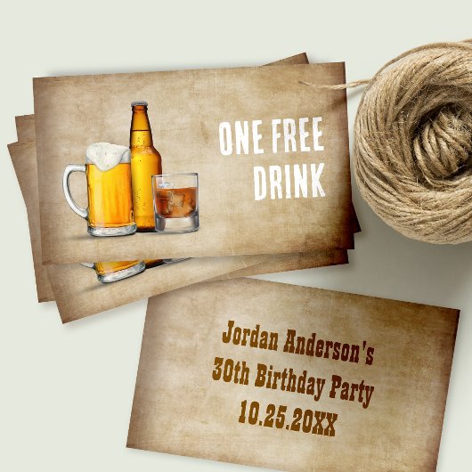 1枚の無料ドリンクカードまたはチケット 割引カード