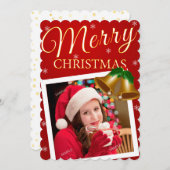 1枚の独身の写真エレガントクリスマスグリーティングカード (正面/裏面)