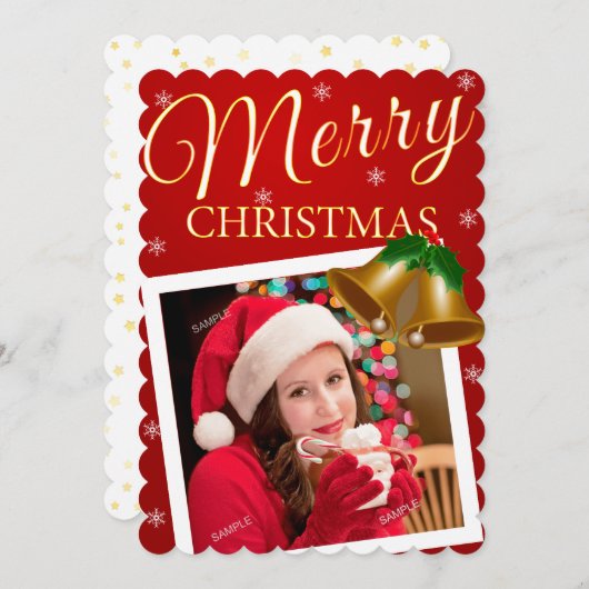 1枚の独身の写真エレガントクリスマスグリーティングカード (正面/裏面)