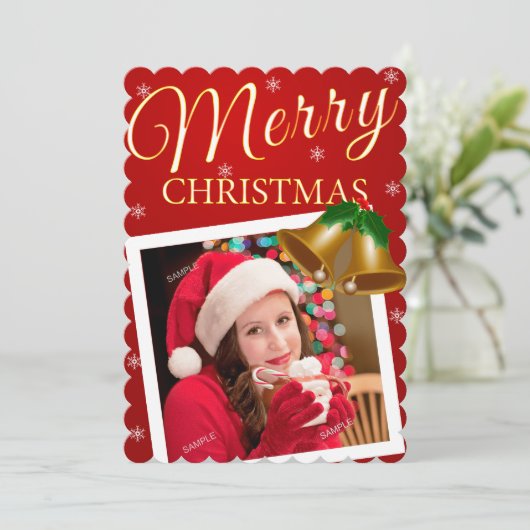 1枚の独身の写真エレガントクリスマスグリーティングカード (スタンド正面)