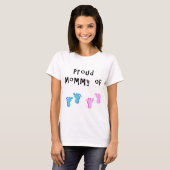1枚の男の子1の女の子のTシャツの誇り高いお母さん Tシャツ (正面フル)