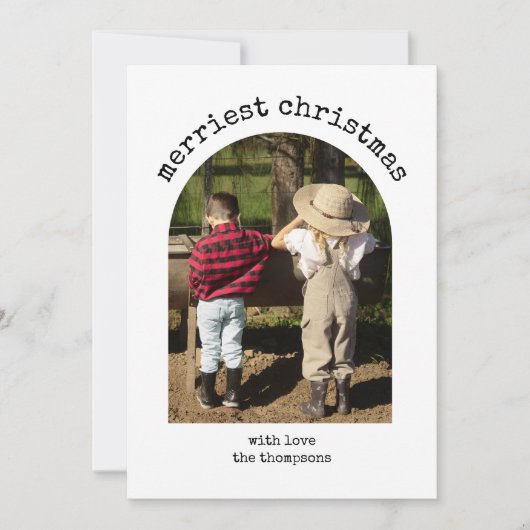 1枚の素朴フォトミニマルシンプルリストのアーチクリスマス シーズンカード (正面)