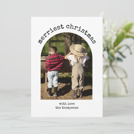 1枚の素朴フォトミニマルシンプルリストのアーチクリスマス シーズンカード (スタンド正面)