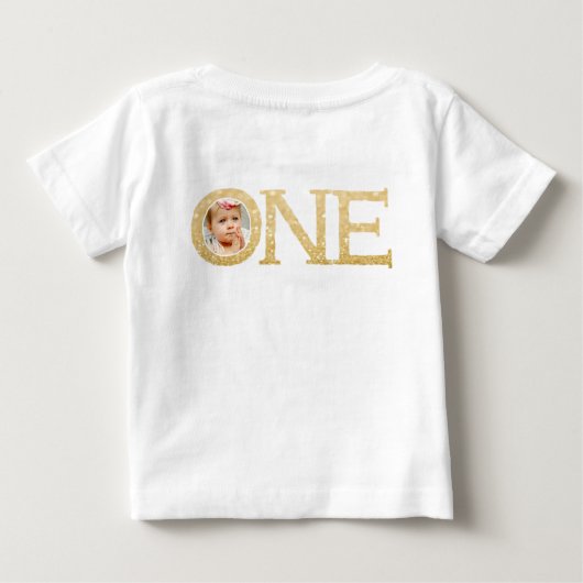 1枚の金ゴールドが輝く写真パーソナライズされた ベビーTシャツ (裏面)