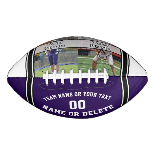 1枚または2枚の写真とカラーカスタムフォトサッカー アメリカンフットボール (正面)