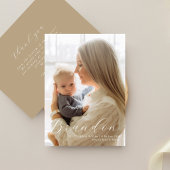 1枚エレガントの写真の誕生フォーマル発表 サンキューカード