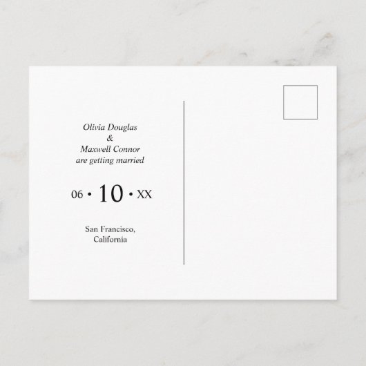 1枚エレガントの写真エメラルドグリーン日付カードを保存 ポストカード (裏面)