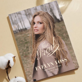 1枚エレガントの写真卒業発表カード 案内状