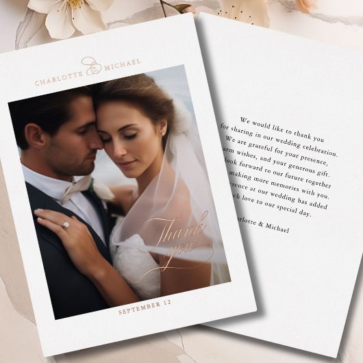 1枚バラ金ゴールドフォイルありがとう! 箔招待状