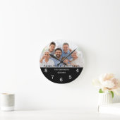 1枚モダンのフォトファミリー名引用文白黒 ラウンド壁時計 (ホーム)