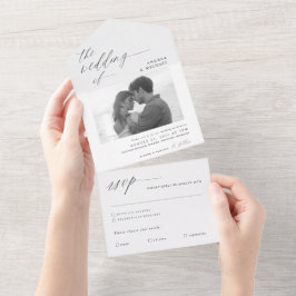 1枚モダンの写真で書き物を招待 オールインワン招待状