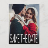 1枚モダンの写真の日付を縦に保存 案内ポストカード (正面)