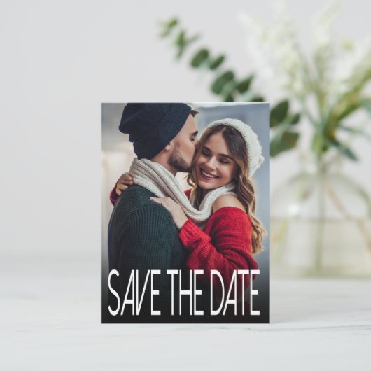 1枚モダンの写真の日付を縦に保存 案内ポストカード (スタンド正面)