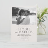 1枚モダンの写真エレガントはっきりしたタイポグラフィ結婚の 招待状 (スタンド正面)