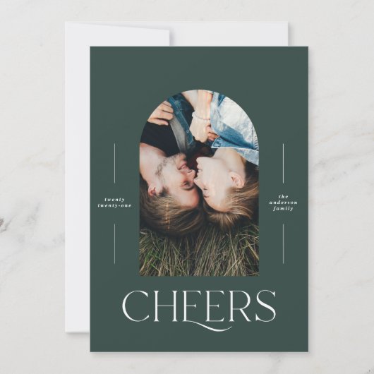 1枚モダンの写真エレガントタイポグラフィグリーンクリスマス (正面)