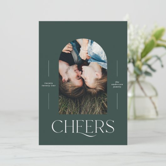 1枚モダンの写真エレガントタイポグラフィグリーンクリスマス (スタンド正面)