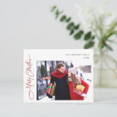 1枚モダンの写真メリークリスマスQRコードホリデー ポストカード (スタンド正面)