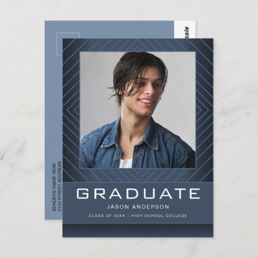 1枚モダンスタイリッシュのフォトブルーグラード発表 ポストカード (正面/裏面)