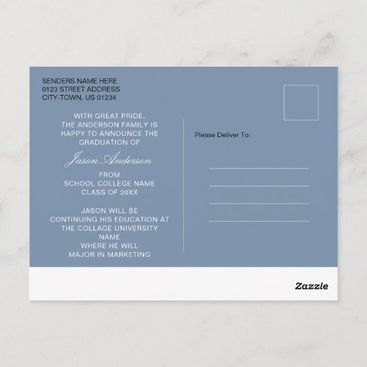 1枚モダンスタイリッシュのフォトブルーグラード発表 ポストカード (裏面)