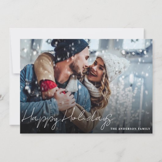 1枚モダンミニマル写真ハッピーホリデーカード シーズンカード (正面)