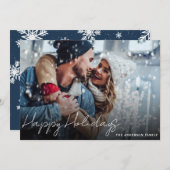 1枚モダンミニマル写真ハッピーホリデーカード シーズンカード (正面/裏面)