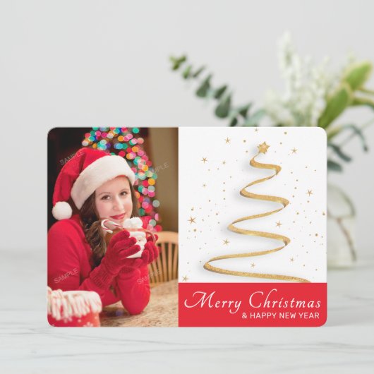 1枚独身のの写真クリスマスシーズンのグリーティングカード (スタンド正面)