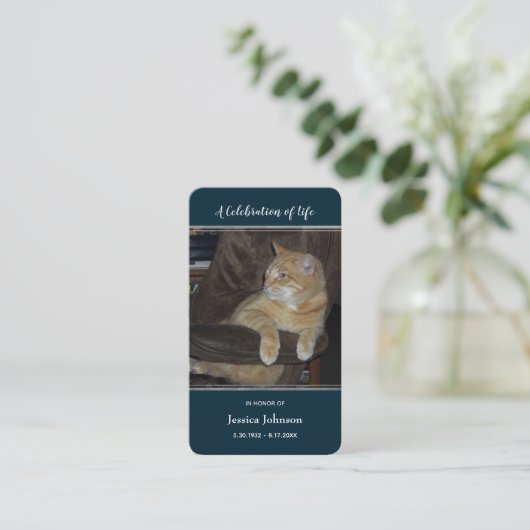 1枚祈の写真オプション付き葬儀カード 名刺 (スタンド正面)