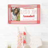 1枚赤と白の写真の幾何学的なグラード 横断幕 (インサイチュ)