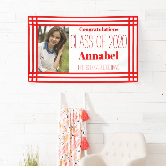 1枚赤と白の写真の幾何学的なグラード 横断幕 (インサイチュ)