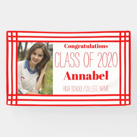 1枚赤と白の写真の幾何学的なグラード 横断幕 (横)