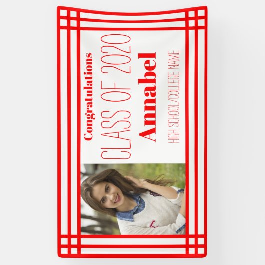 1枚赤と白の写真の幾何学的なグラード 横断幕 (縦)