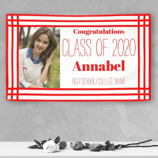 1枚赤と白の写真の幾何学的なグラード 横断幕